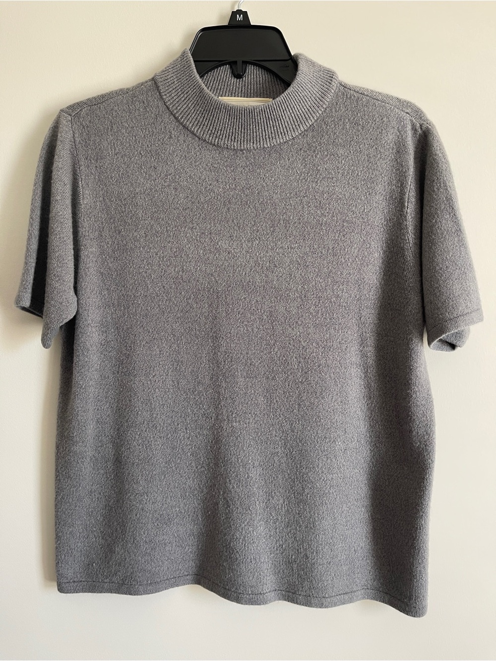 Studio Works Gray Short-Sleeve Mock Neck Sweater
